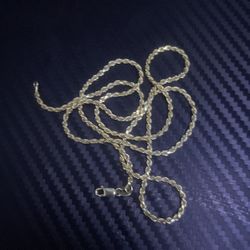 rope chain 20in 3mm 925 silver gold plated