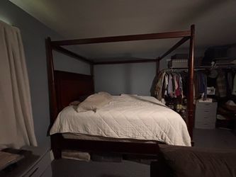 King size bed frame with mattress box.
