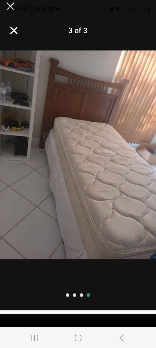 Twin Head Board, Mattress, Box And Frame