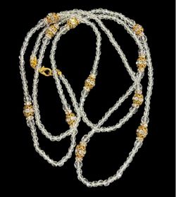 Vintage Miriam Haskell Lucite Bead & Rhinestone Crystal Necklace