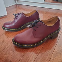 Dr. Martens Leather Platform Maroon Shoes
