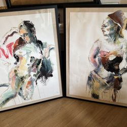 2 Paintings 44”x56” by Susan Block Signed and Framed