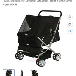 Paws & Pals Double Pet Stroller For Dogs & Cats 