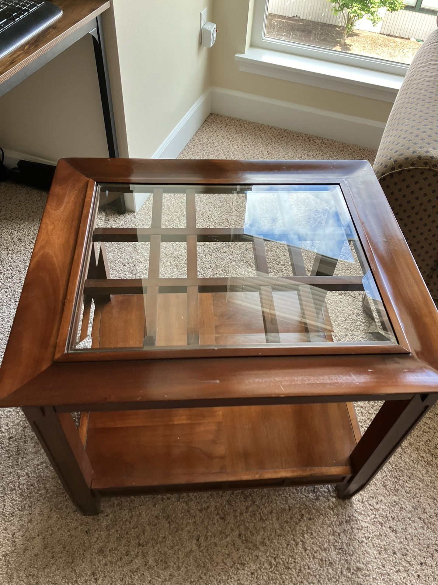 Palliser Cherry Wood and Glass Coffee/End Table
