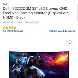 Dell Curved Gaming Monitor 