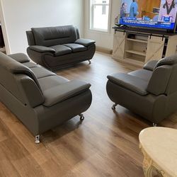 🤩 Brand New Leather Sofa Loveseat & Chair
