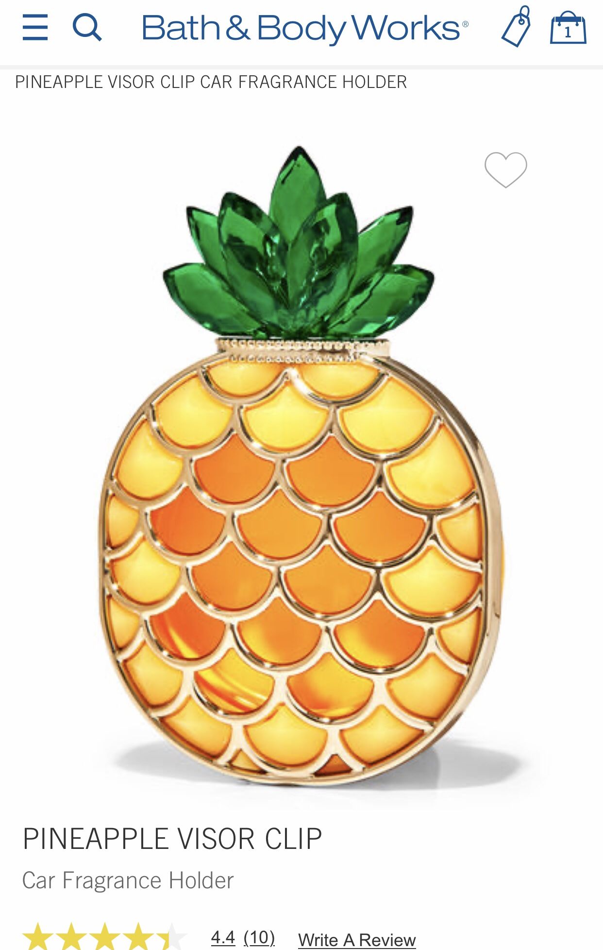 Adorable! BATH & BODY WORKS 💕🍍PINEAPPLE 🍍💕Car Visor clip fragrance holder 
