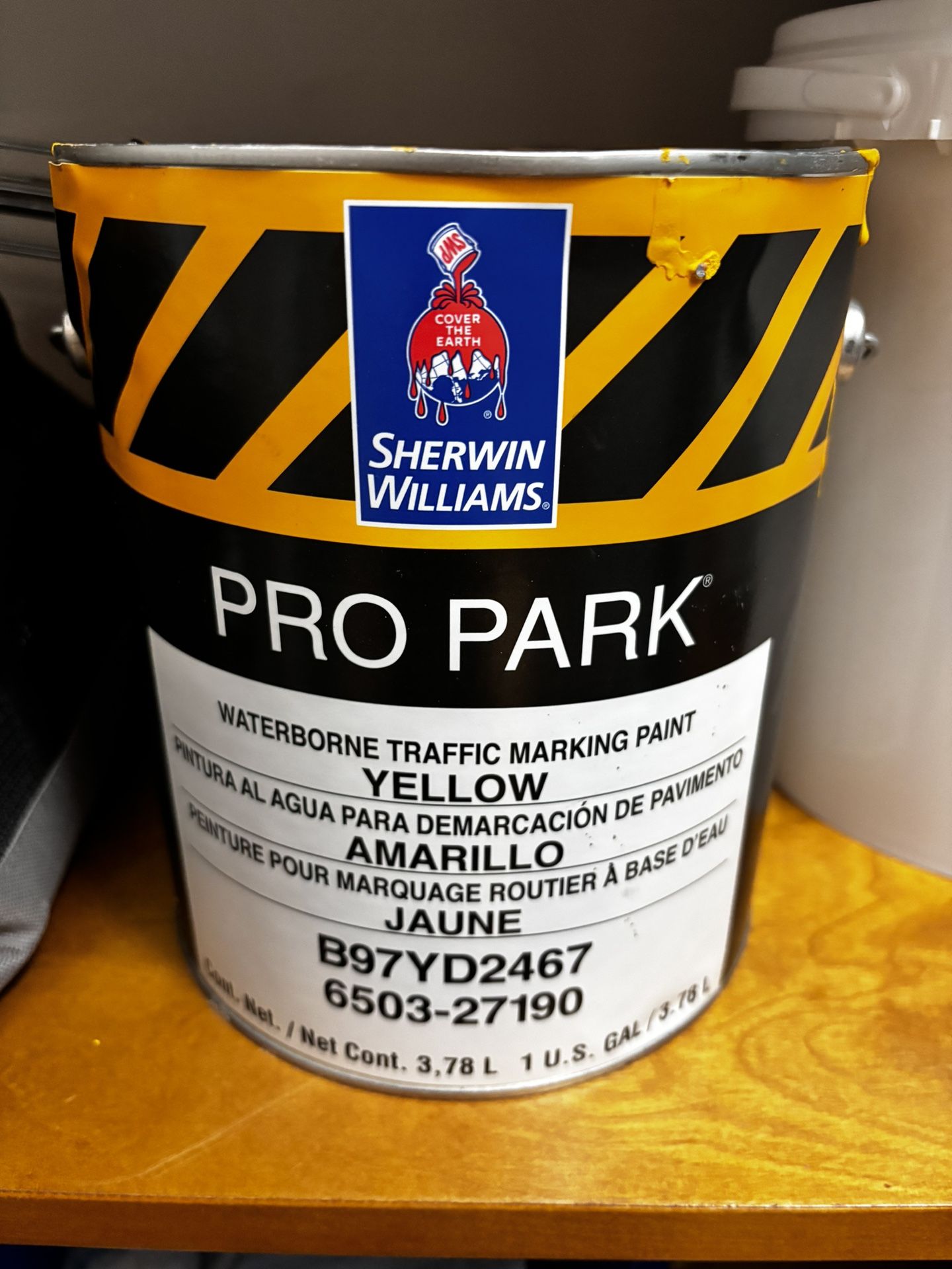 Pro Park Sherwin Williams Yellow Traffic Marking Paint.