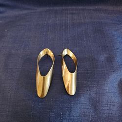 Gorgeous Modernist  Sterling Silver 925 Pierce Hoop earrings Vtg