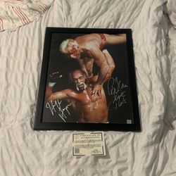 Authentic Rice flair And Hulk Hogan Signed Framed Poster