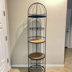 Metal And Wood Shelf Wine Rack Bakers Rack Bar Storage