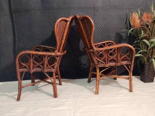 Little Child Classic Wingback Rattan Wicker Patio Chairs