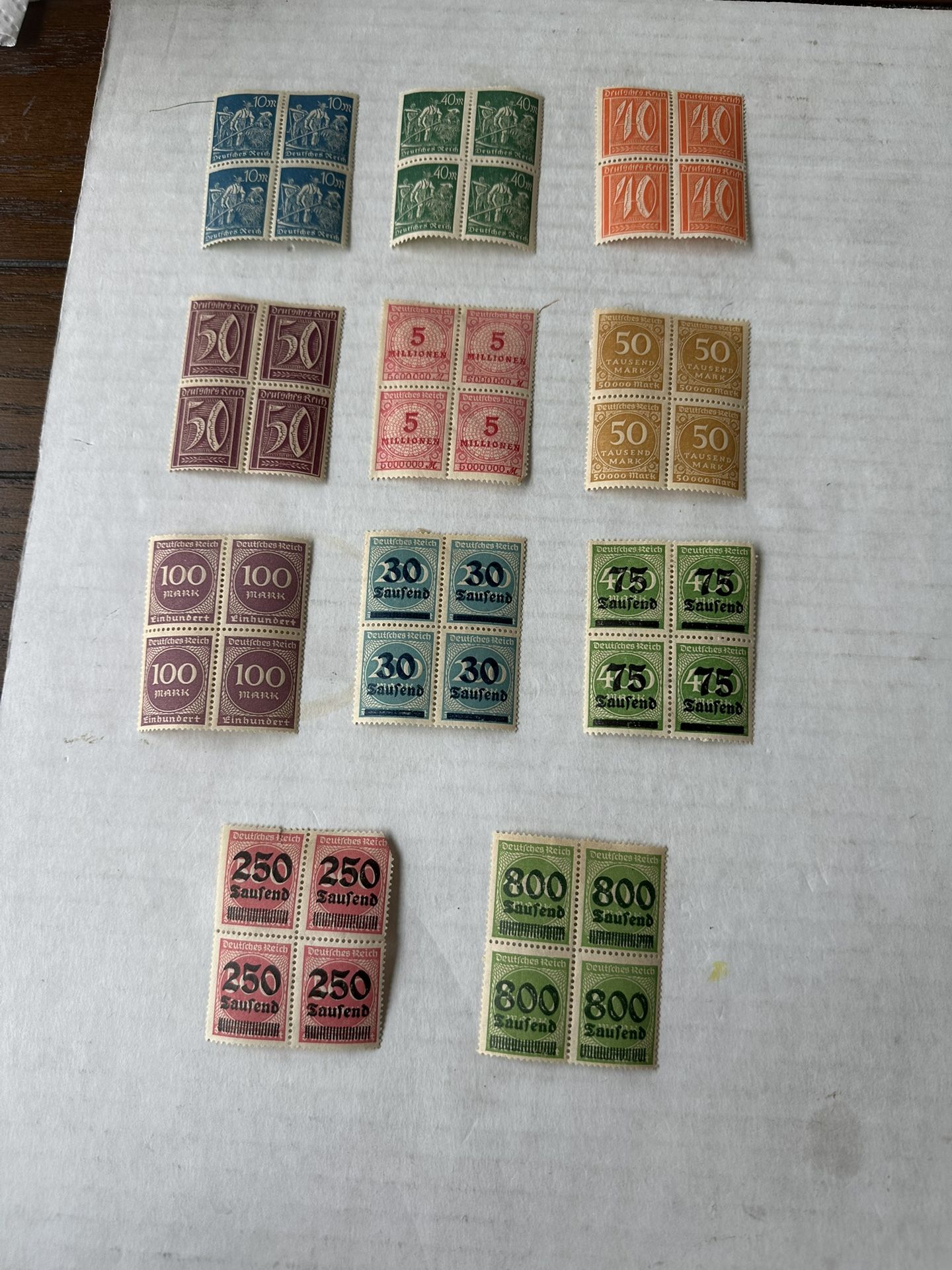 German Blocks Of 4 Stamps 9 Different Blocks