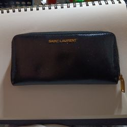 SAINT LAURENT PARIS ZIP AROUND WALLET - BLACK LEATHER