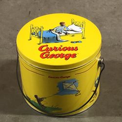 Vintage Curious George Pail With Lid & Handle