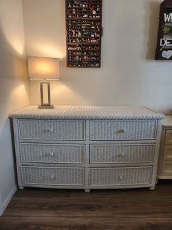 White Wicker Dresser