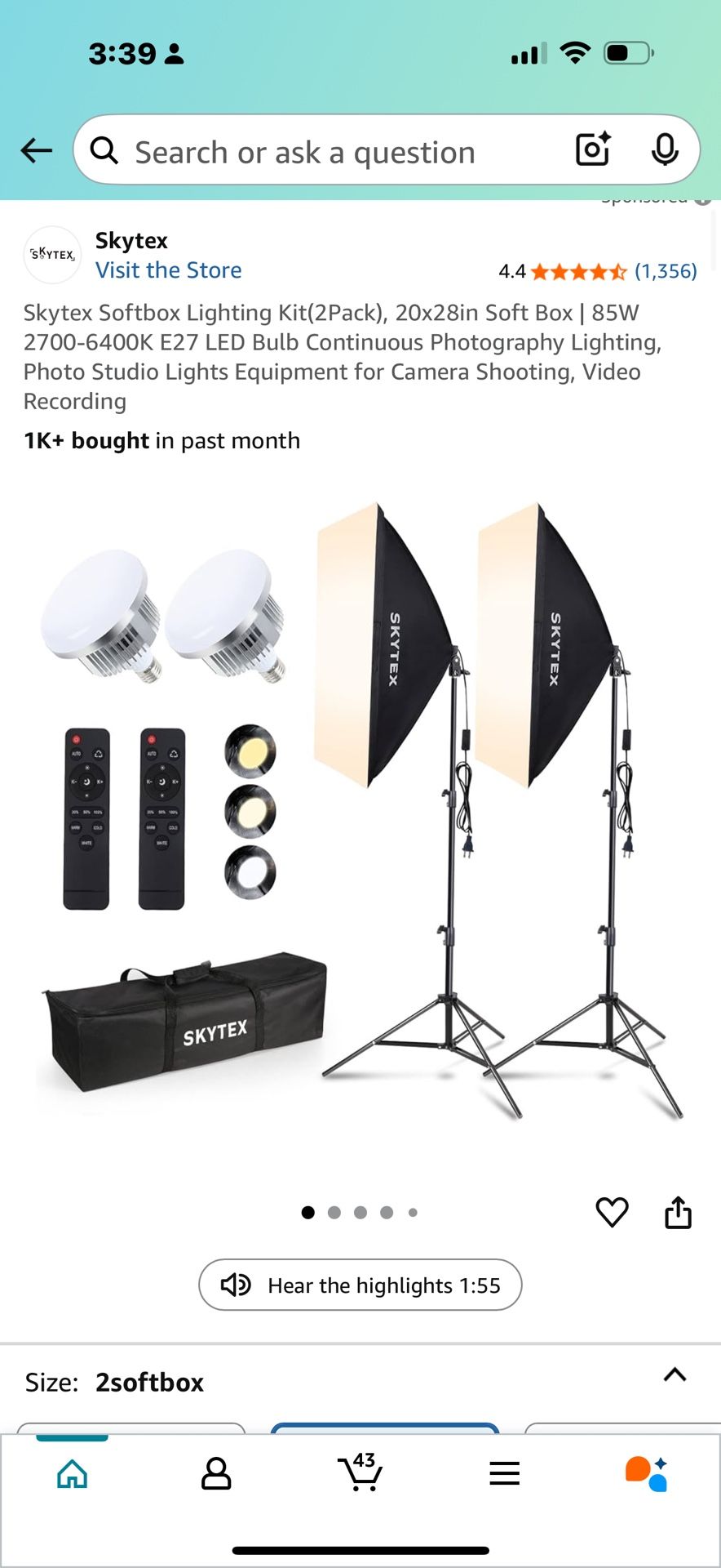 Skytex Softbox Lighting Kit with carrying case - $50 OBO