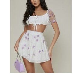 Purple white two piece