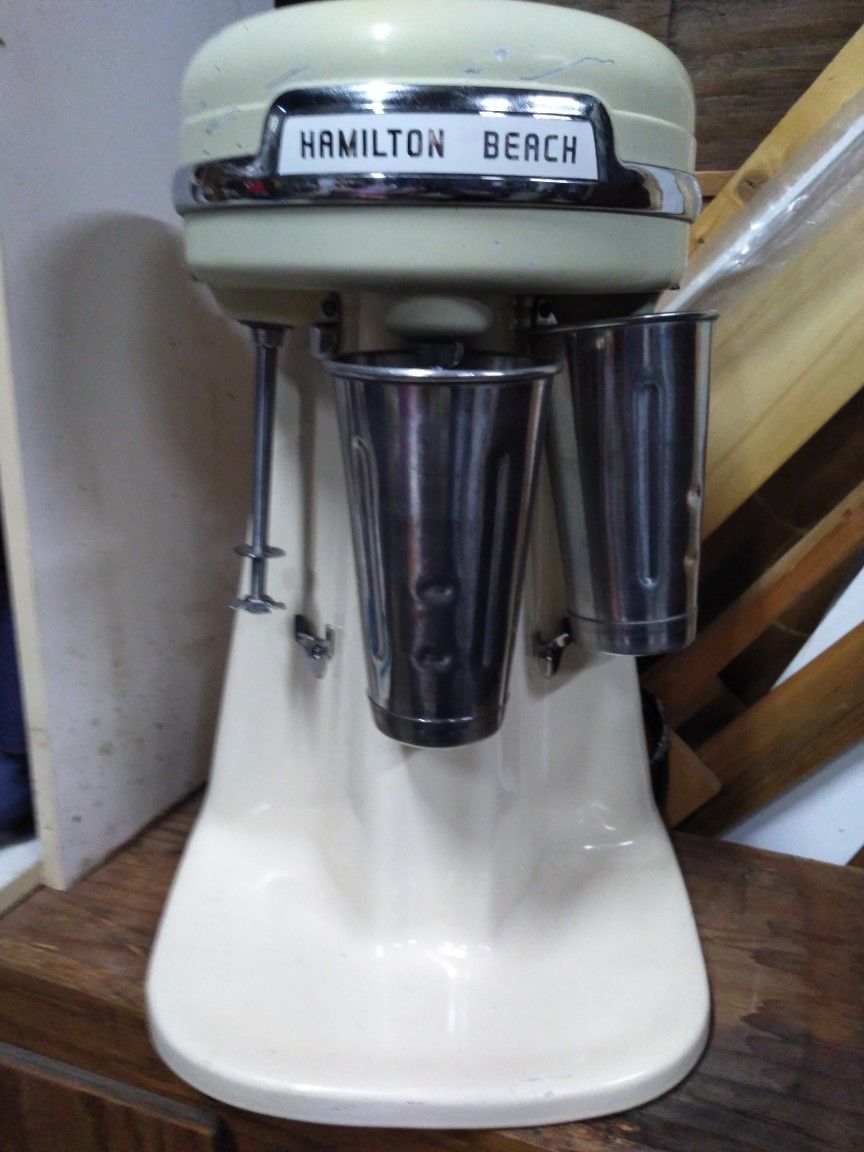 Vintage Hamilton Beach Original Milkshake Maker With Three Stainless Steel Vintage Cups Original