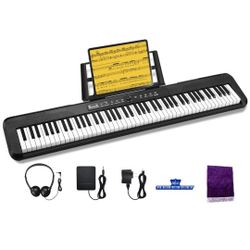 88 Key Digital Piano, Semi Weighted Electronic Keyboard Piano with Music Stand, Power Supply, Sustain Pedal, Bluetooth, MIDI, for Beginner Professiona