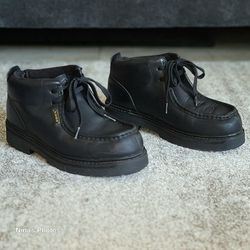 VTG 90s Y2k Lugz Mens 8.5 Chunky Black Leather Chukka Boots Shoes Hip Hop EUC