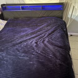 Kind Size Bed With Led Barely Used  