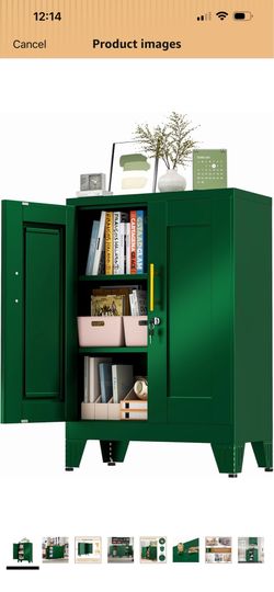 Dark green metal pantry locking cabinet like new