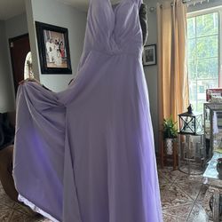 chiffon floor-length dress in lilac