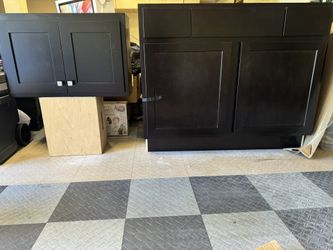 New Black Bathroom Vanity 42” With Shaker Doors And Matching Over The Toilet Cabinet , No Vanity Top..