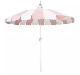 Beautiful 8 ft. Pagoda Umbrella. Double- Color Scheme Highlights its Vintage Design - Pink / White