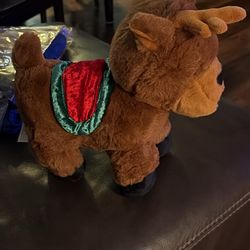 Festive plush reindeer.