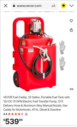 VEVOR Fuel Caddy, 32 Gallon, Portable Fuel Tank with 12V DC 15 GPM Electric Fuel Transfer Pump, 13 ft Delivery Hose & Aluminum Alloy Manual Nozzle, Ga