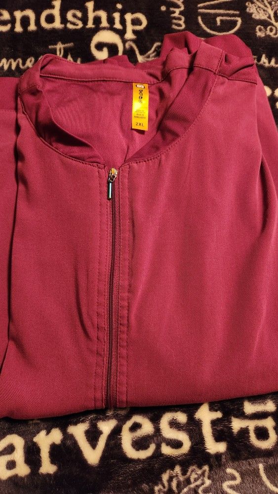 Burgandy Scrub Jacket Size 2X