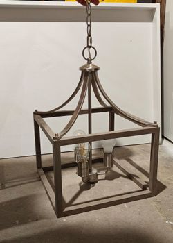 Hampton Bay Boswell Quarter 3-light Brushed Nickel Pendant with Weathered Wood Accents