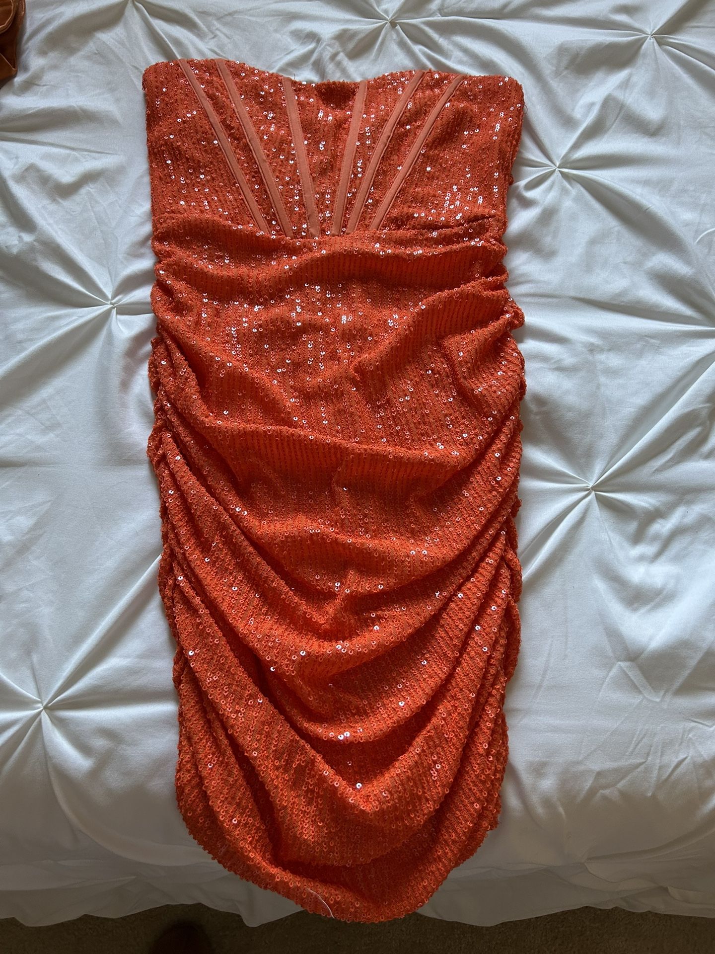 Orange Sequin Dress - Fashion Nova Medium Great Condition!!!