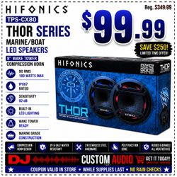 Hifonics Thor Series Marine Horn Speakers 8" Compression Speaker Set LED Lights 180 Watts TPS-CX80 🚨 Payment Options Available 🚨 No Credit Needed 🚨