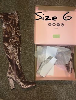 Suede Pink thigh high boots w/ heel