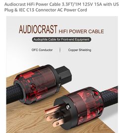 Hifi stereo power cable, 3.3ft, like new