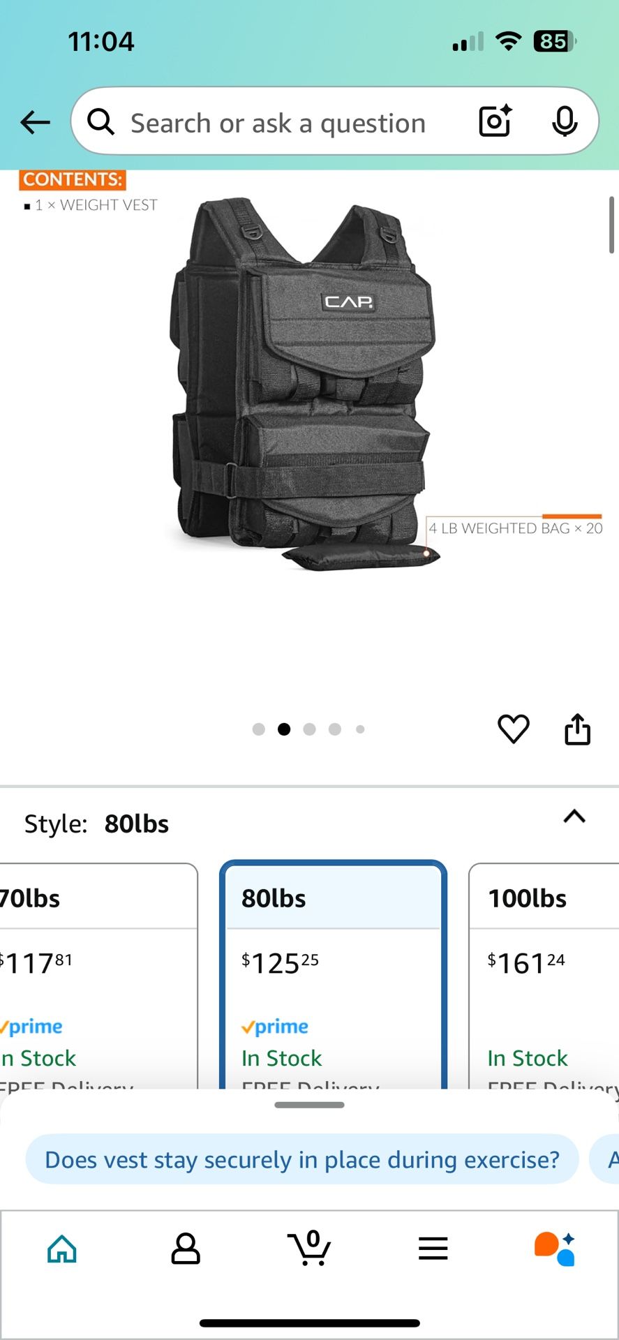 CAP 80lb Weighted Vest