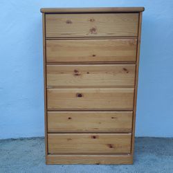 Tall Solid Wood Dresser Highboy Bureau Chest of 6 Drawers