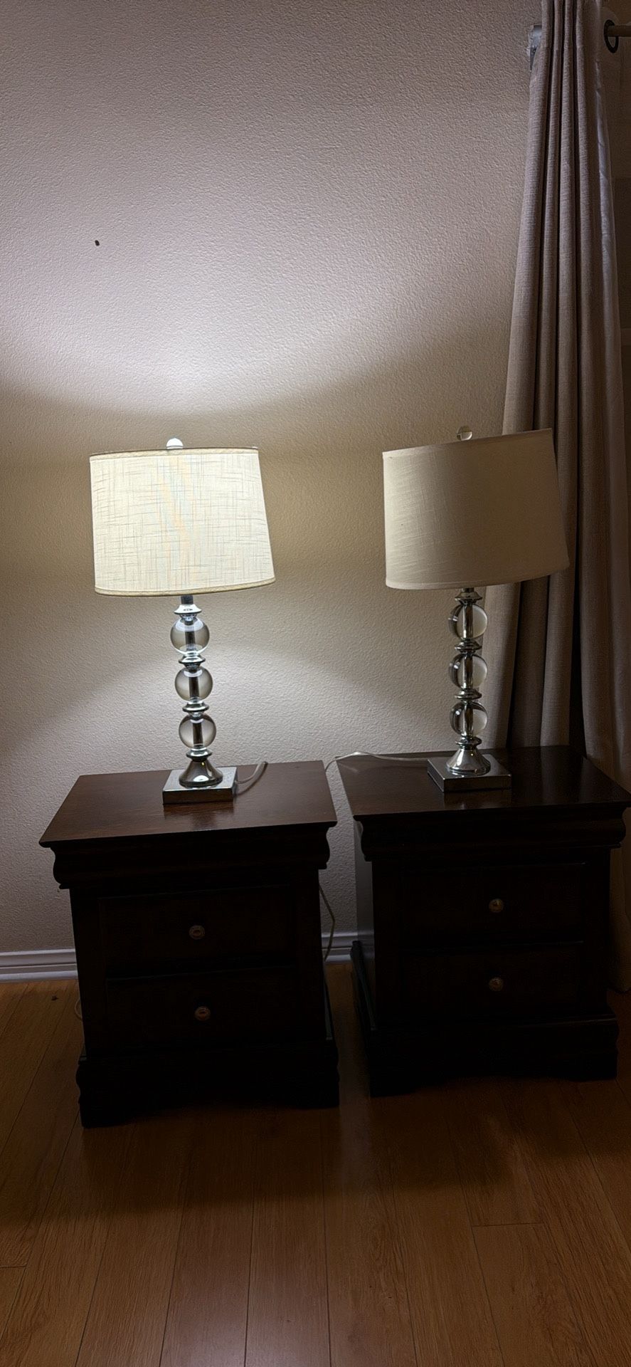 Night Stand, Lamps and Dresser 