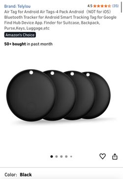 Telylou Air Tag for Android - 4 Pack Bluetooth Tracker (Black)