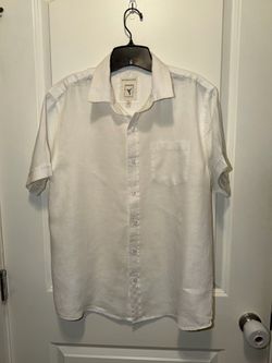 Natural Blue By Visitor Washable Linen Short Sleeve Button Down Shirt size Medium