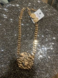 Gold plated Versace Medusa necklace and ear rings