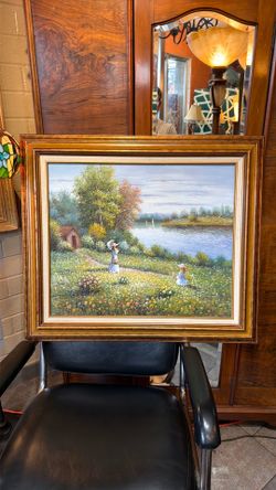 Beautiful scenery oil on canvas signed by the artist