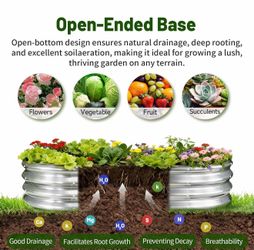 Galvanized Planter Raised Garden Bed, 4x2x1 ft Raised Garden Bed Kit for Gardening Outdoor, Oval Metal Land Planter Box for Vegetables, Flowers, Herbs