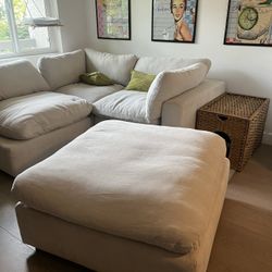 Large cream white ottoman 