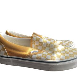 Size 8 - VANS Classic Slip-On Yellow Checkerboard Custom Design