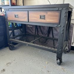 Wooden Garage Bench On Wheels
