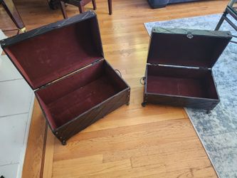 Vintage-Style Wood & Faux Leather Nesting Storage Chests - Set of 2